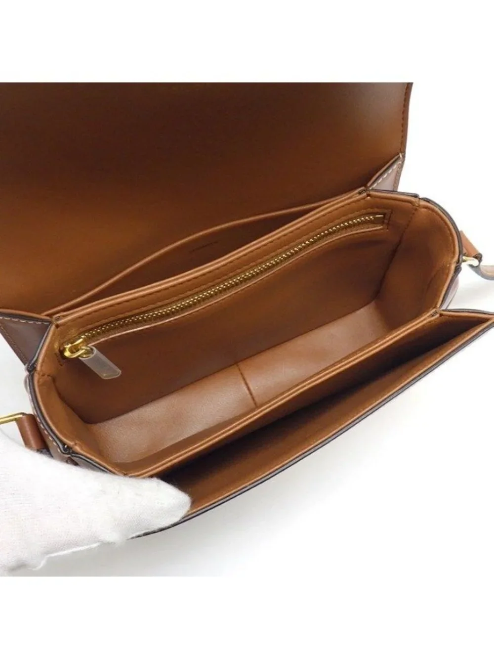 Celine Shoulder Bag Teen Triomphe Tan Canvas Calfskin
